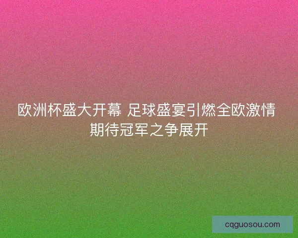 欧洲杯盛大开幕 足球盛宴引燃全欧激情 期待冠军之争展开